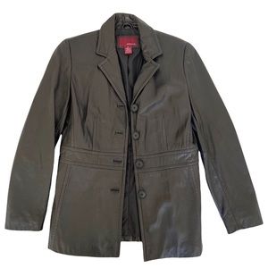 Merona Button Up Black Leather Jacket